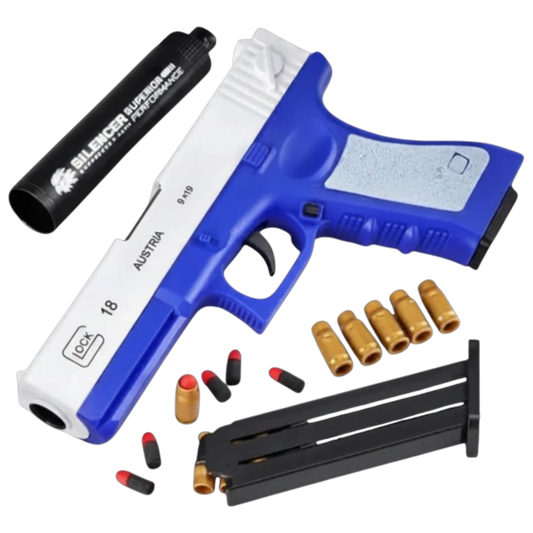 Realistic Shell Ejection Toy Blaster – Soft Foam Dart Launcher with Mock Silencer