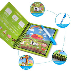 Magic Water Drawing Book for Kids – Reusable Coloring Doodle Board with Magic Water Pen