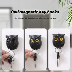 3PCS Owl Key Holder Wall Hooks – Automatic Open Close Eyes Key Rack for Home Decor & Organization