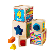 Wooden Stacking & Shape Sorting Toy – Montessori Educational Learning Toy for Toddlers