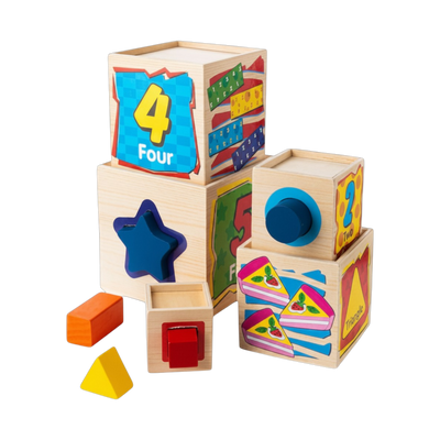 Wooden Stacking & Shape Sorting Toy – Montessori Educational Learning Toy for Toddlers