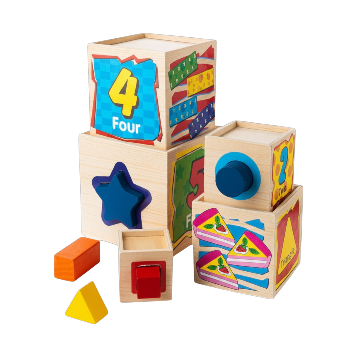 Wooden Stacking & Shape Sorting Toy – Montessori Educational Learning Toy for Toddlers