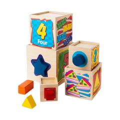 Wooden Stacking & Shape Sorting Toy – Montessori Educational Learning Toy for Toddlers